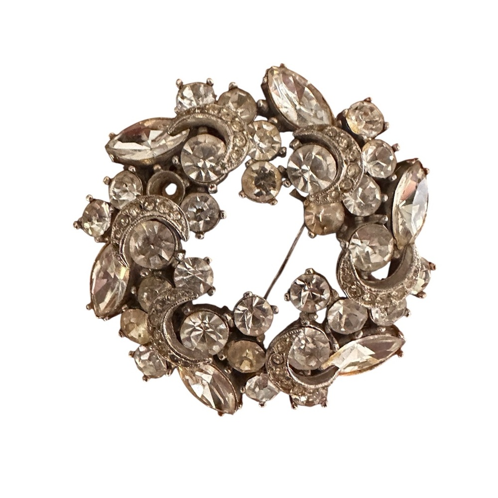 Vintage Signed Sherman Rhinestone Brooch